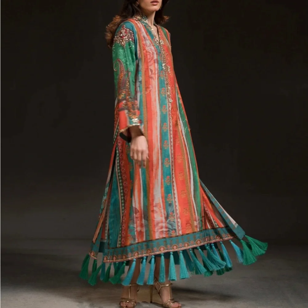 Ammara Khan Multicolor Burst Kaftan - Picture 1 of 7